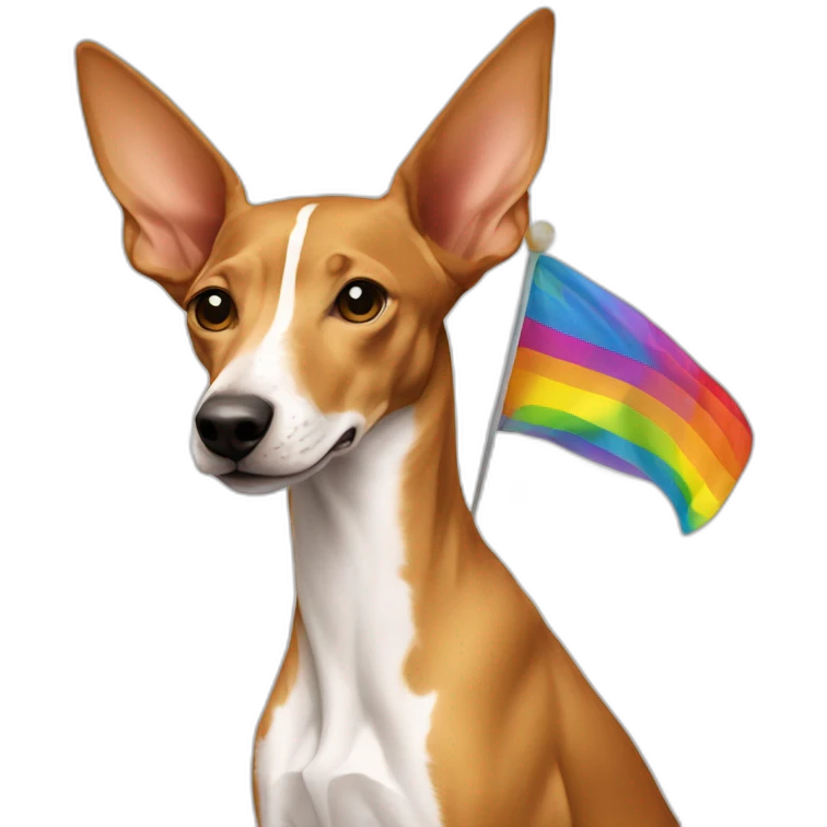 Podenco with gay flag emoji