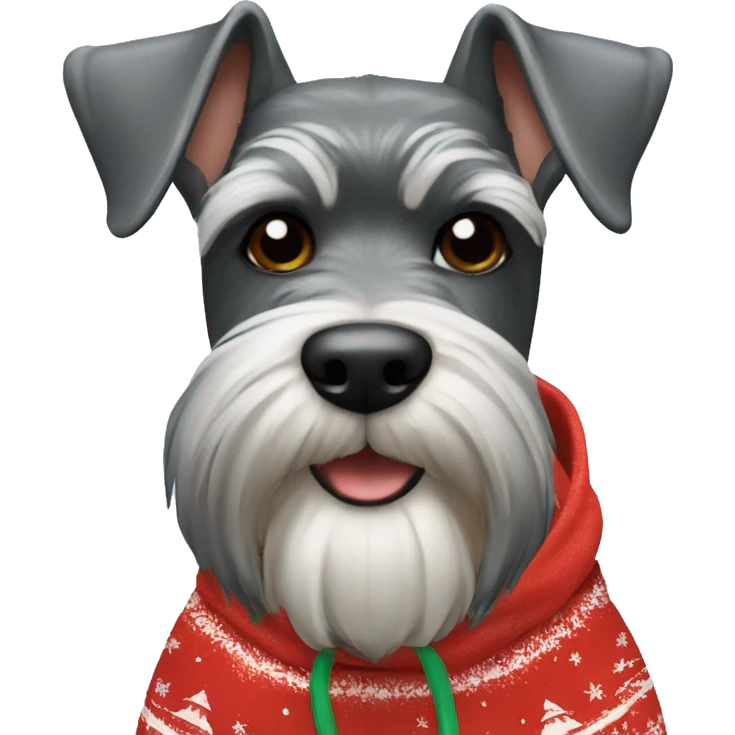 Schnauzer with a christmas hoodie emoji