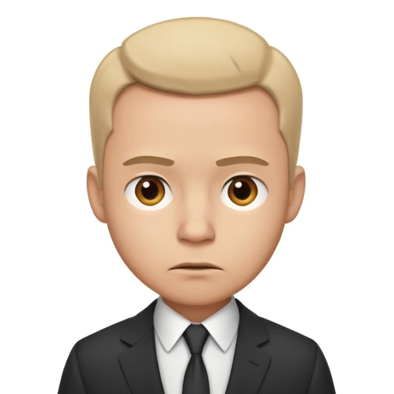 corporate man in a suit looking stressed, neutral background emoji