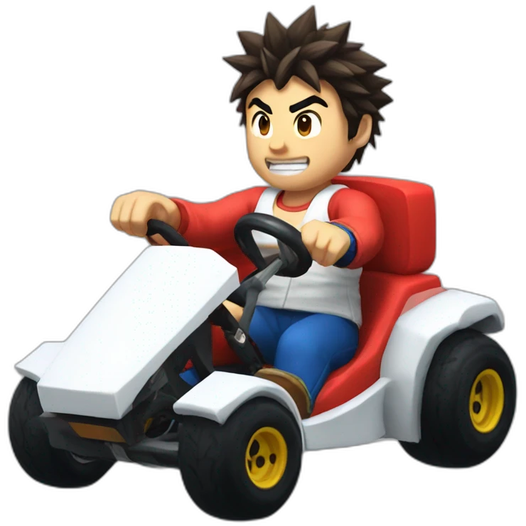 Ryu in  Mario kart driving emoji