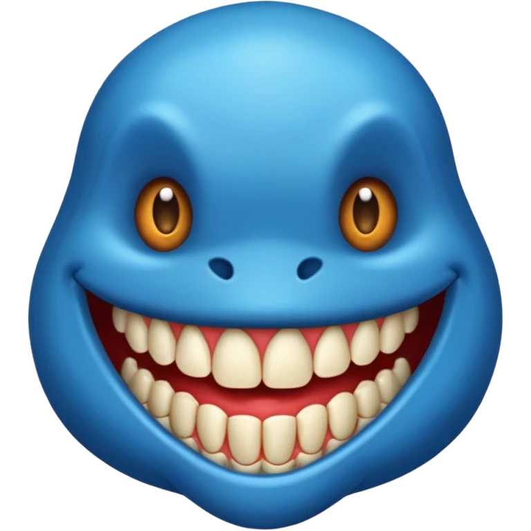 Un mostro blu con una bocca gdande e denti appuntiti emoji