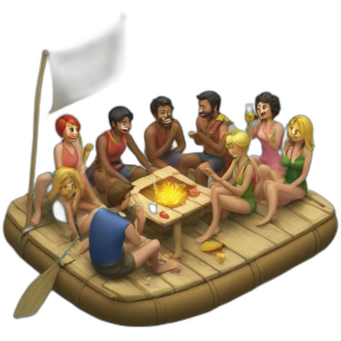 A party on a raft emoji