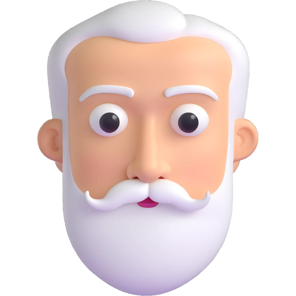 man with oval-shaped flat-top head and bushy white mustache emoji