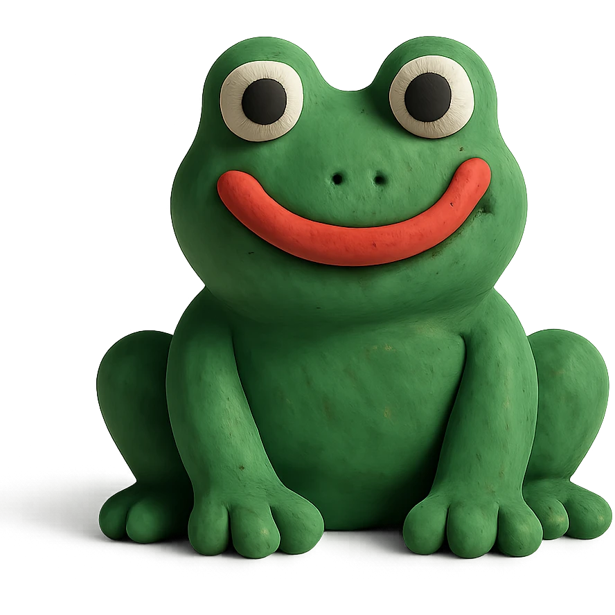 happy frog in claymation style emoji