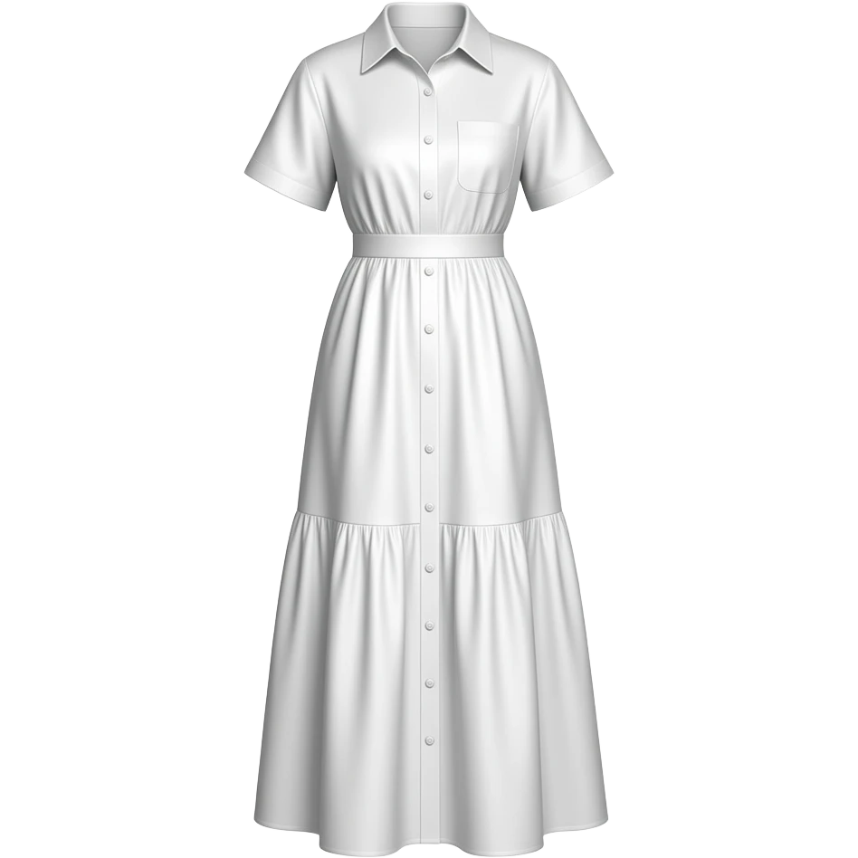 white short sleeve Satin Ruche Maxi shirt Dress emoji