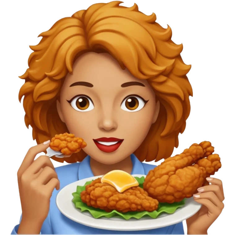 woman eating chicken emoji