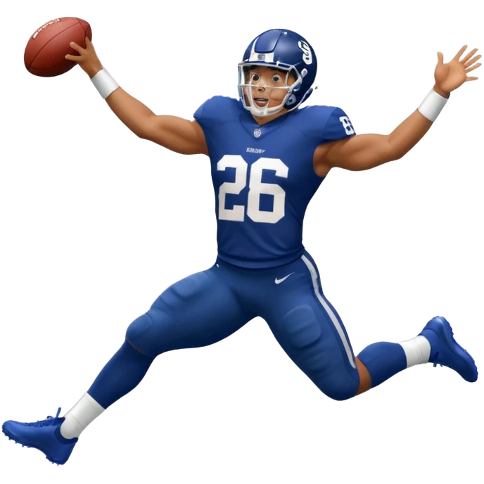 Saqoun Barkley hurdle over a 2 people emoji