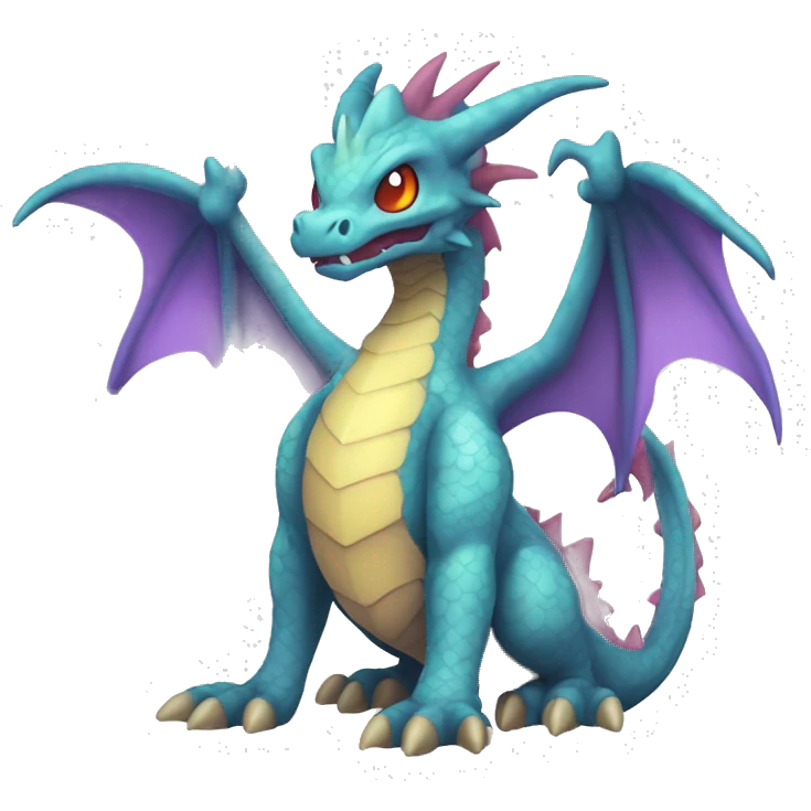 Kawaii Edgy Bright Ethereal Fantasy Dragon Pokémon Fakemon full body emoji