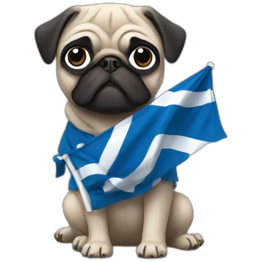 pug holding a big scotland flag emoji
