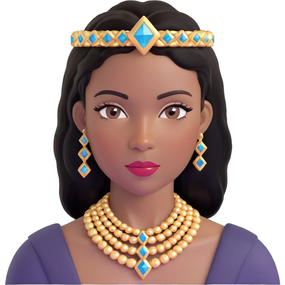 glamorous, thick African American woman with dark brown skin, straight black hair, makeup, gold jewelry, diamonds, confident and stylish emoji