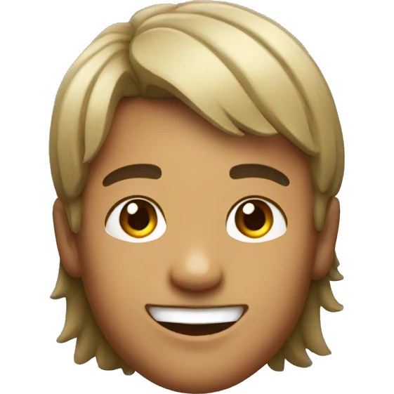 smiling boy on the beach with mullet fade emoji