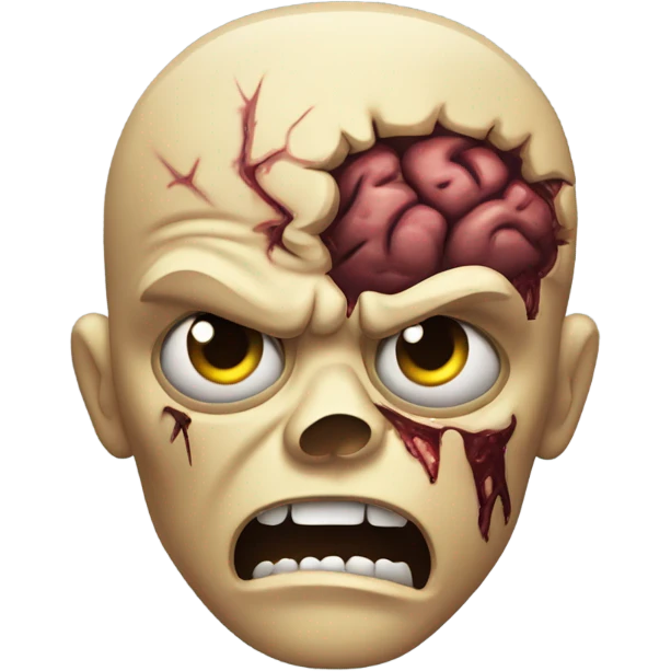 Zombified emoji with slightly exposed brain and a nerve expression  emoji