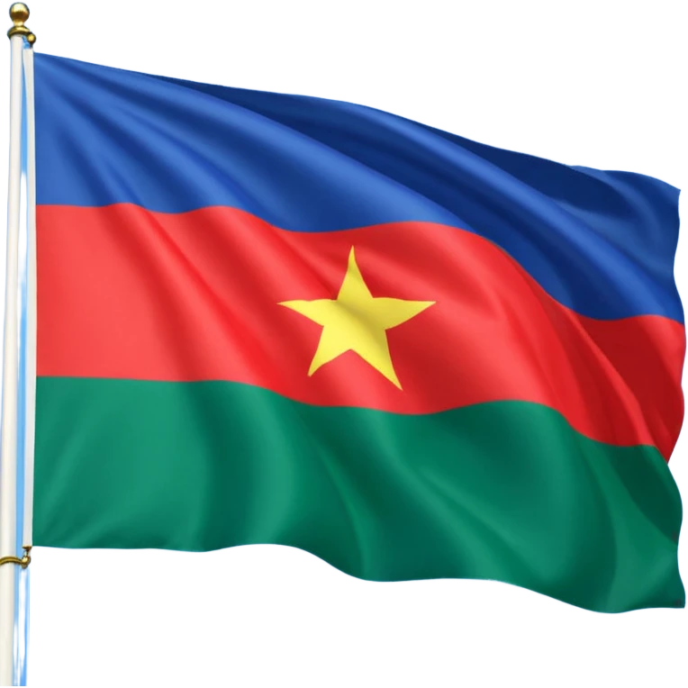 Зелено-синий флаг с красным колесом в середине emoji