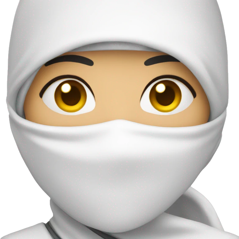 Girl ninja cover face all white emoji