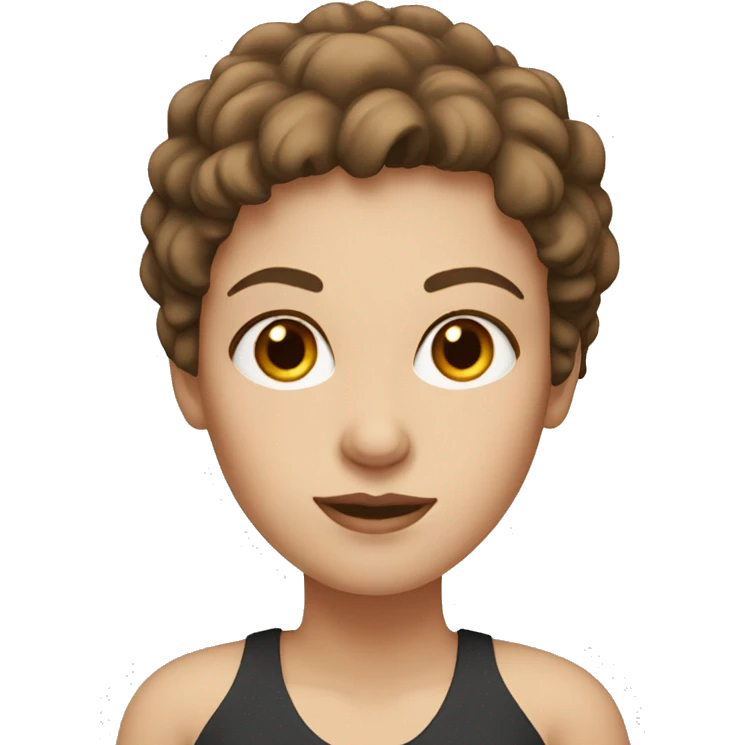 white woman with brown eyes, short brown hair emoji