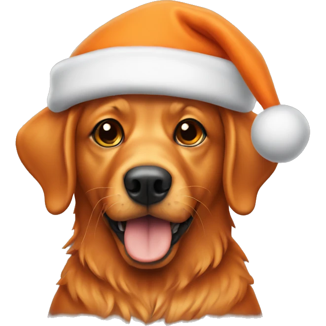 Orange dog with Christmas hat emoji
