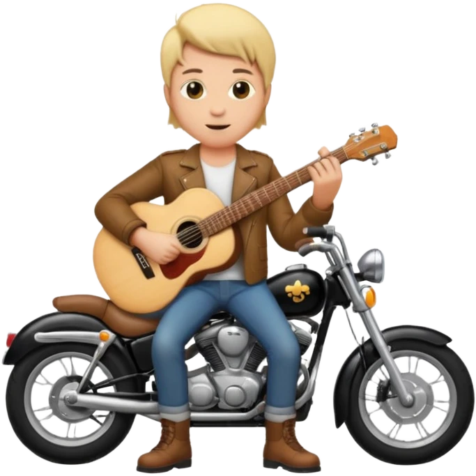 We're creating a quiz for a New Year's Eve team. The idea is that people have to guess which emoji belongs to which person from three emojis. Now it's up to you to make one whole emoji from the following  emojis.  🏍🎸🍻👦 emoji