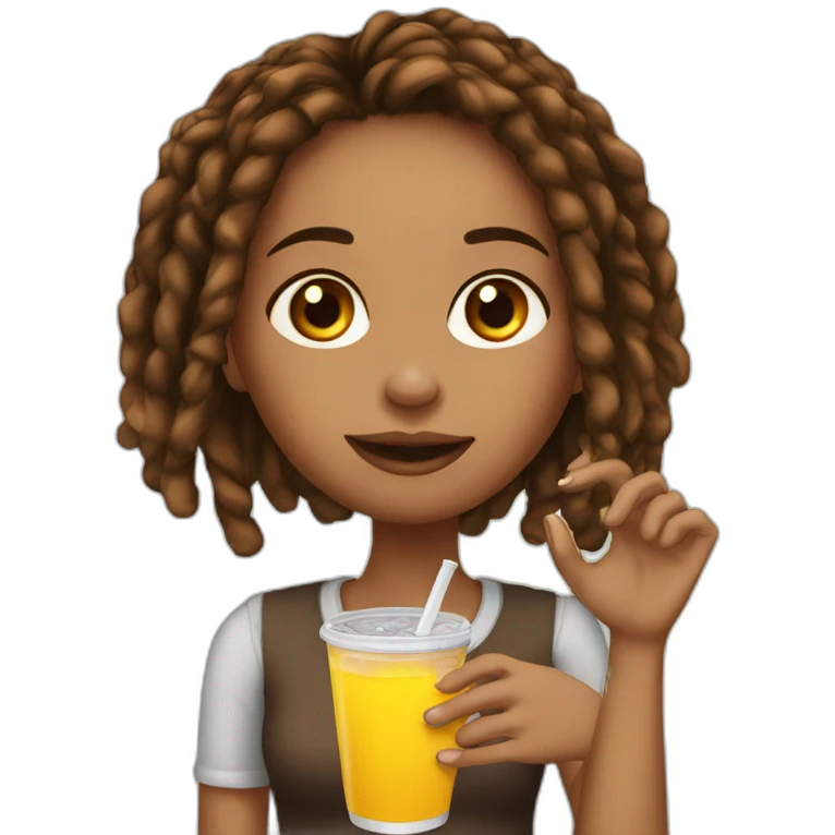 girl-brown-locs-drinking-energydrink emoji