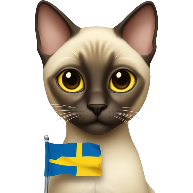 siamese cat holding swedish flag emoji