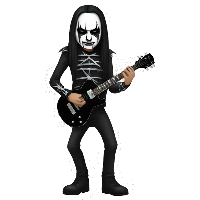 Black metal guitarist with corpse paint playing an electric guitar emoji