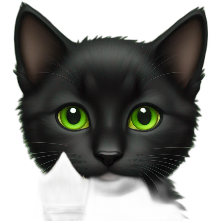Black kitten with green eyes is painting emoji