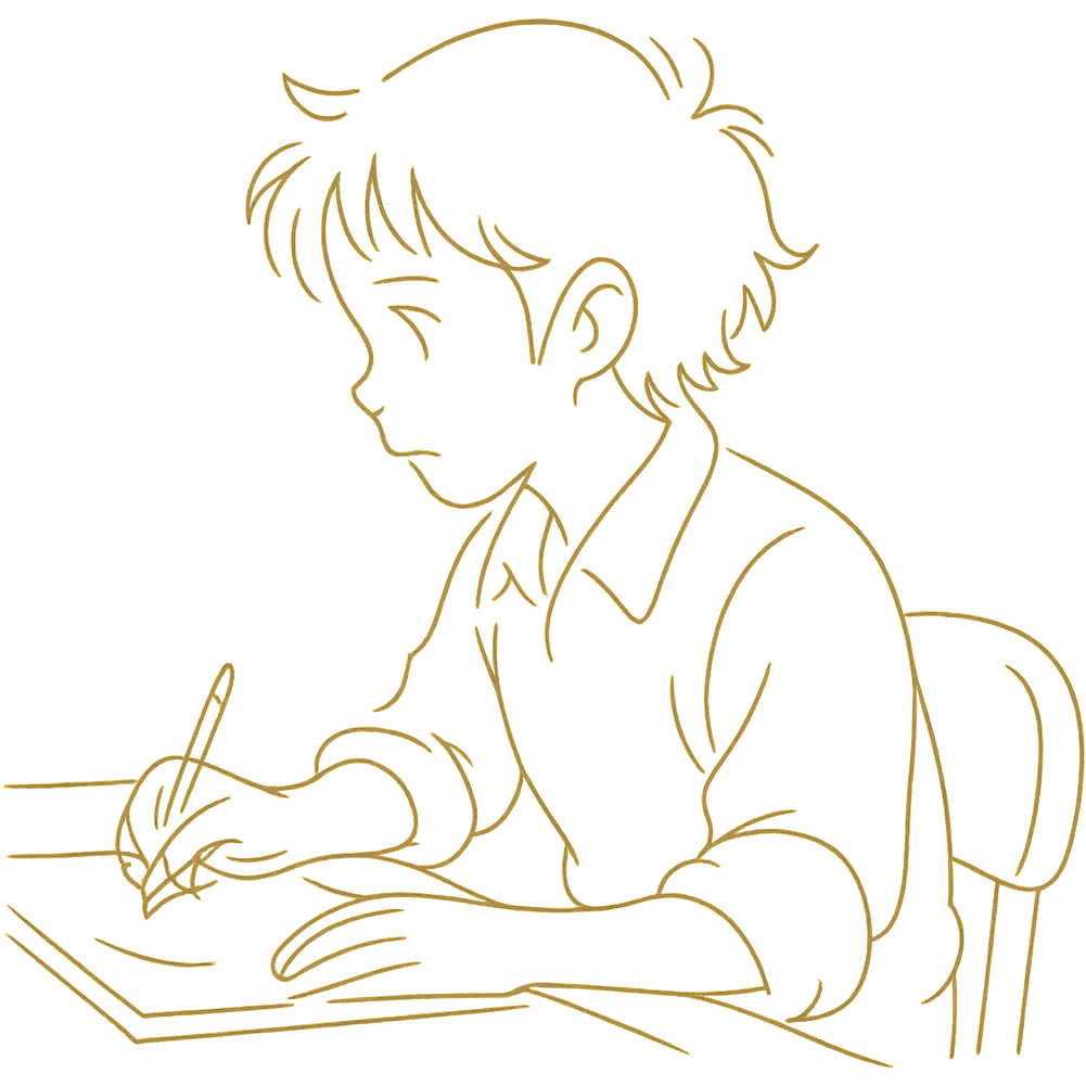 ghibli style line art of a person working, soft lines emoji