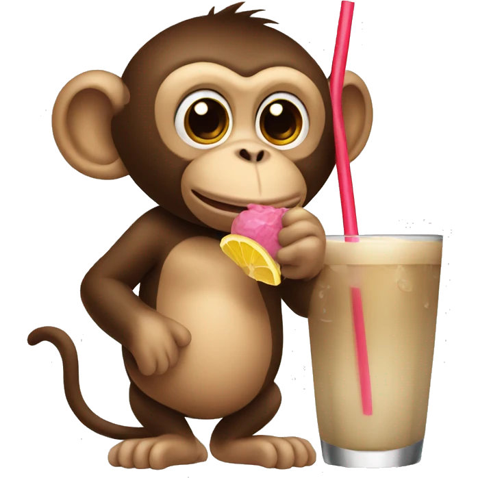 monkey sipping on a drink through a straw emoji