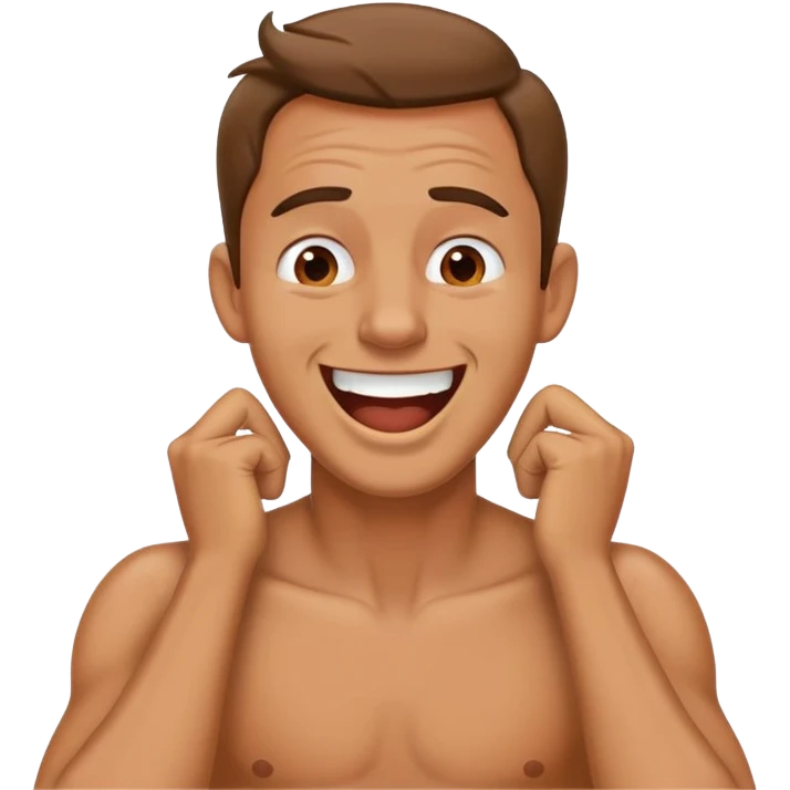 Guy holding his neck mad and laughing  emoji