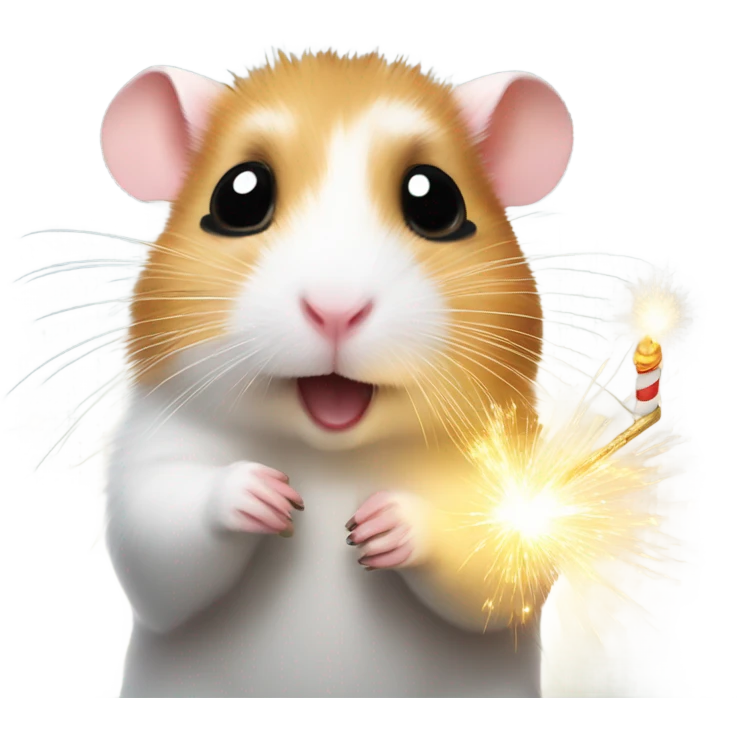 Christmas hamster with sparkler emoji