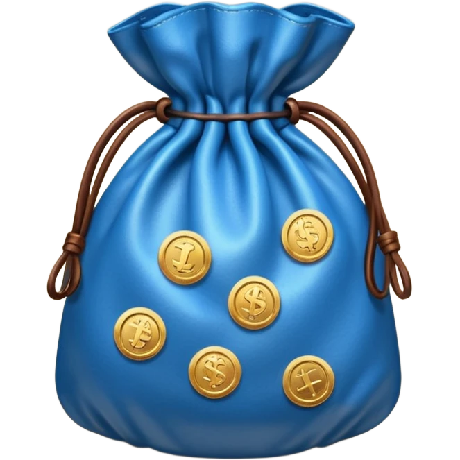 blue coins inside brown money bag emoji