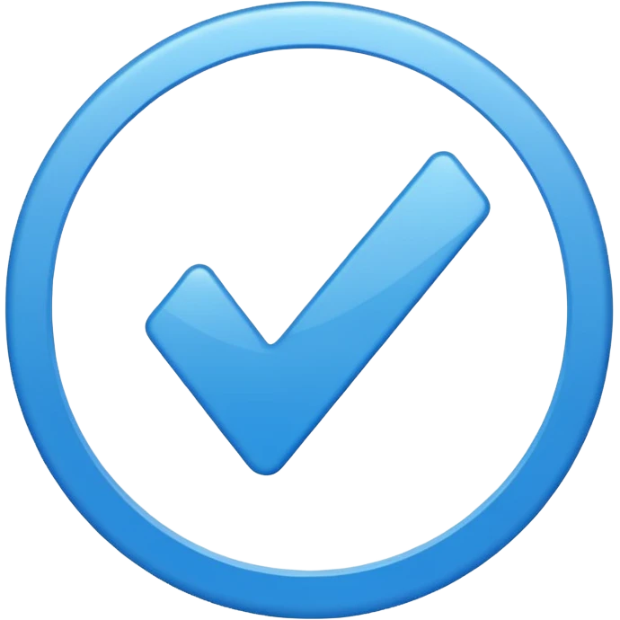 A check mark in a completely blue circle like a max emoji