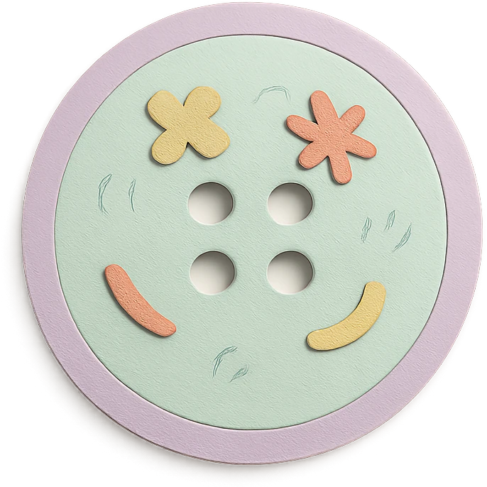 soft pastel round button icon with tiny doodles emoji