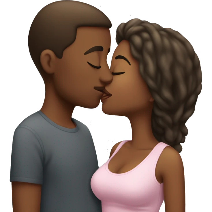 Boy kissing curvy girl emoji