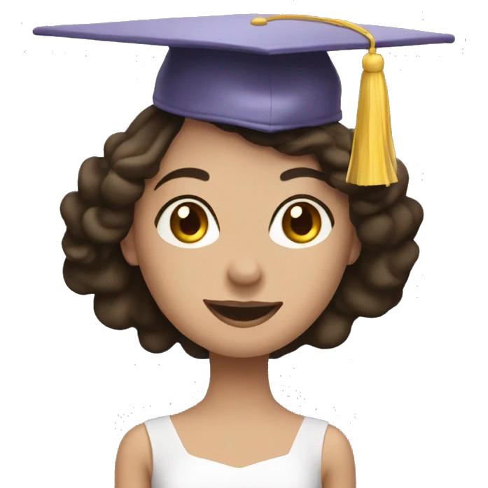 Brunette ballerina with a graduation cap emoji