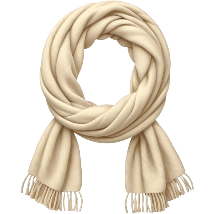 cute soft-matte emoji of an isolated ivory scarf with thick cable-knit patterns, no person, no face, not worn, folded shape, plush cozy texture, light beige accents, warm soft shading emoji