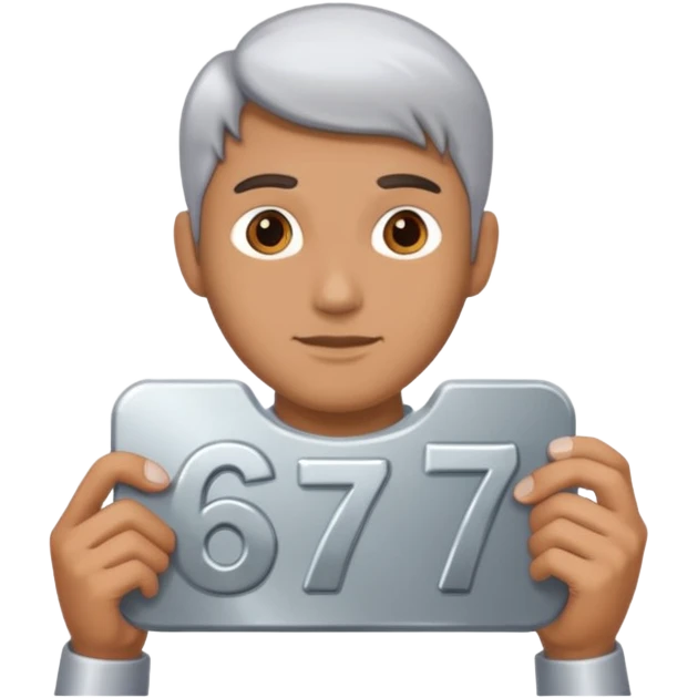 Man holding 67 emoji