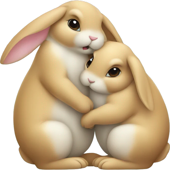 Two bunnies cuddling emoji