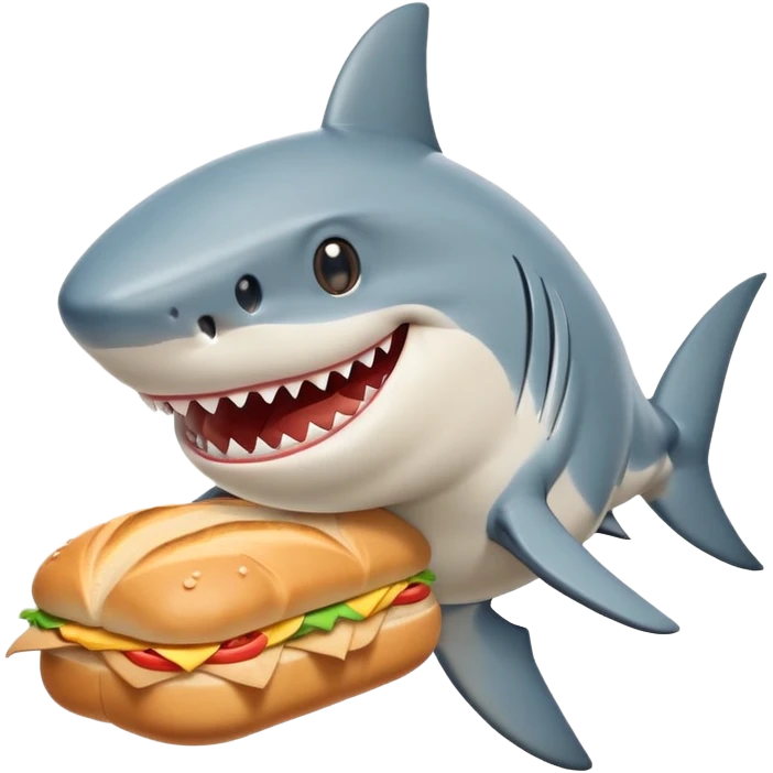 Shark with a loaf of bread on its head emoji
