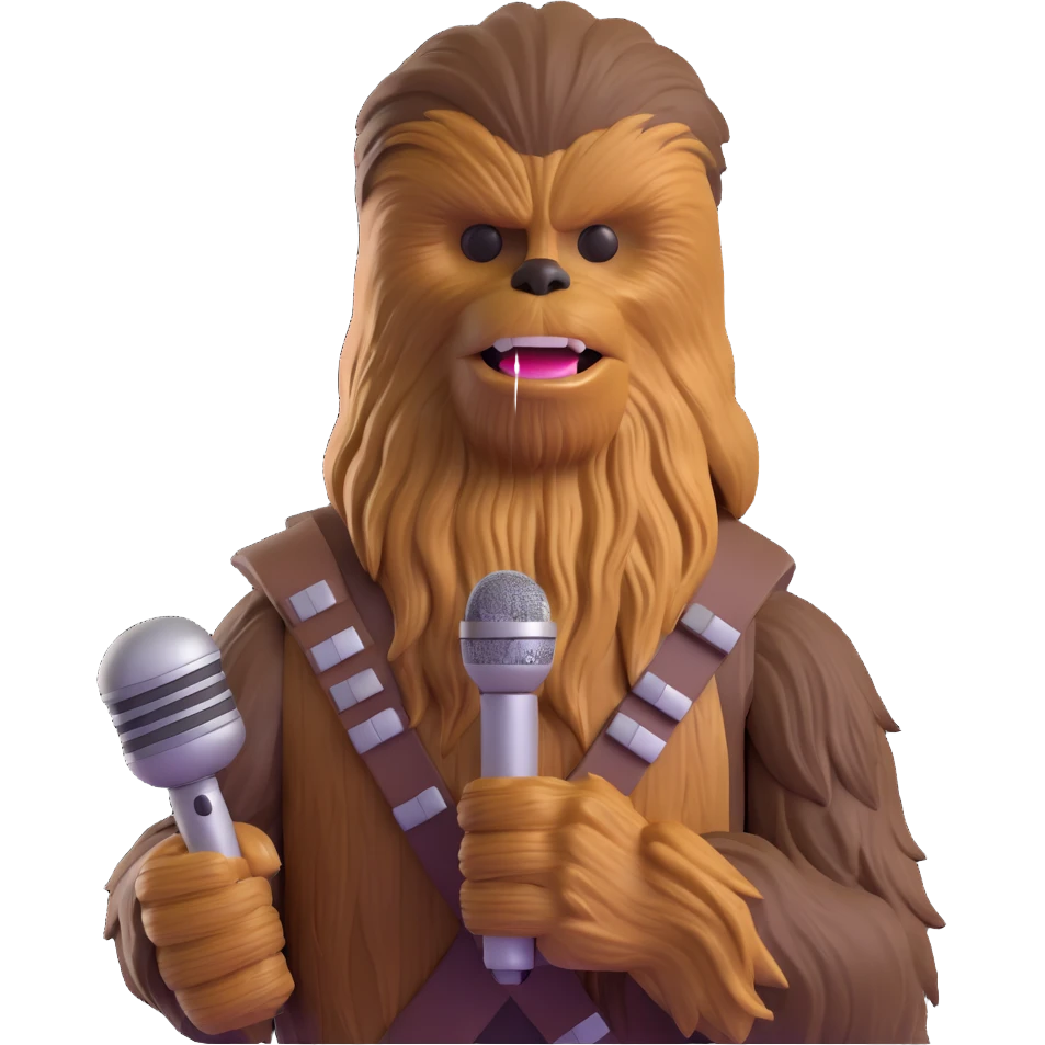 Chewbacca holding a microphone, spotlight effect emoji
