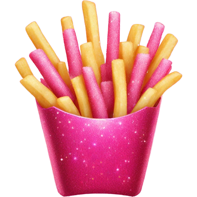 Hot pink French fries with glitter  emoji