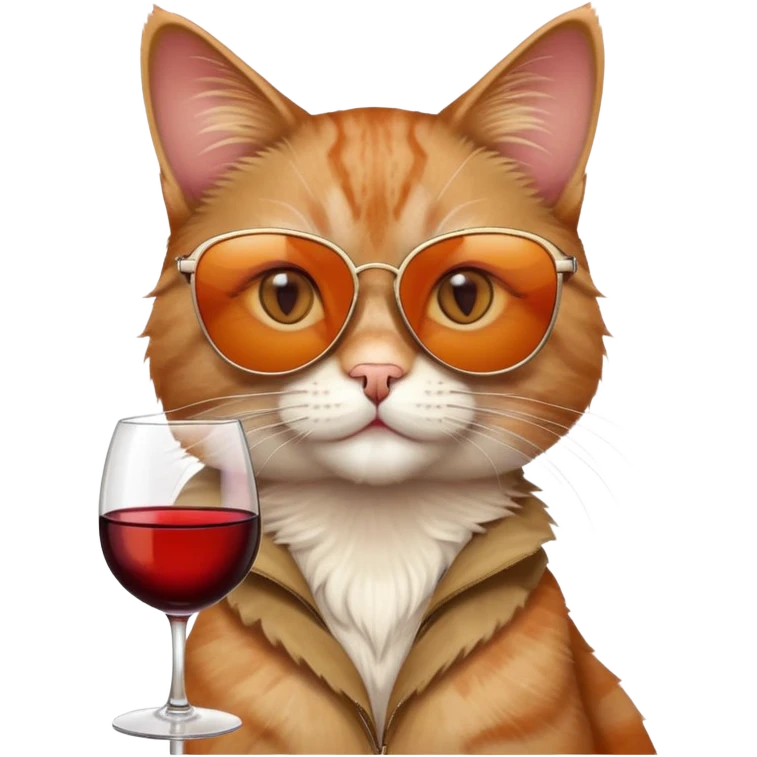 Cat with sunglasses and a wine glass in hand emoji