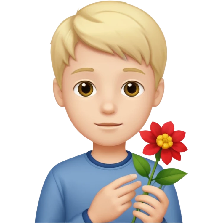 menino com flor emoji