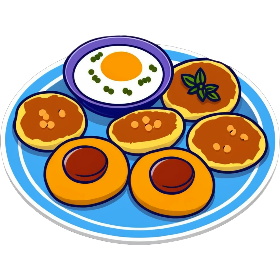 Small plate of Aloo Tikki Chaat with chickpeas, potato patties, yogurt and tamarind chutney emoji