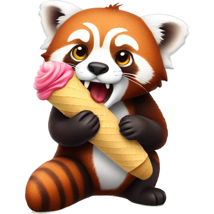 Red panda eating ice cream emoji