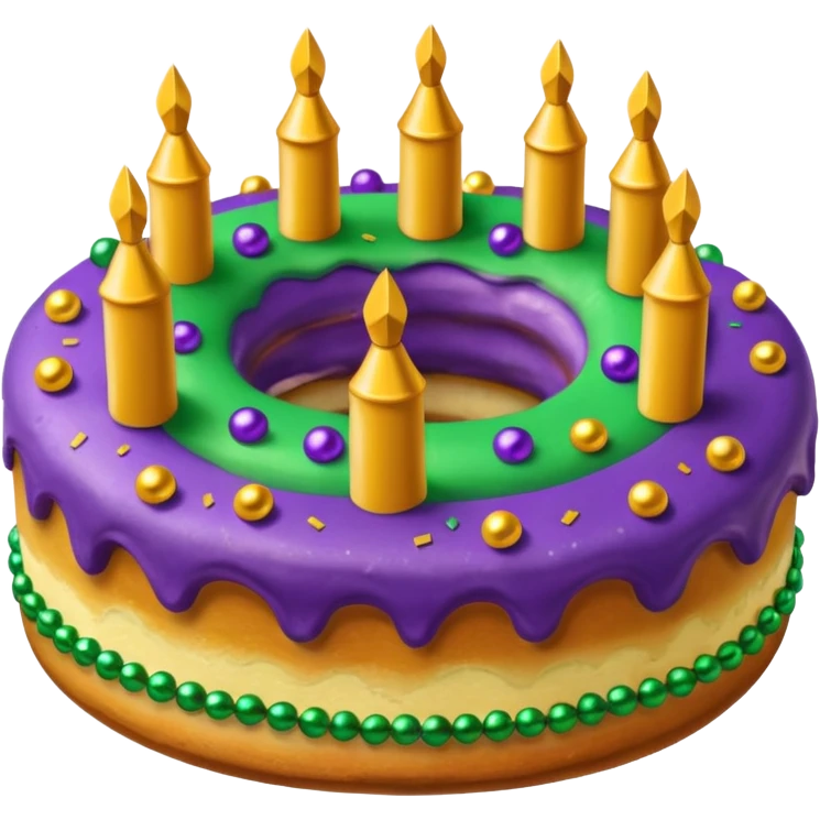 Mardi Gras purple, green and gold kingcake emoji