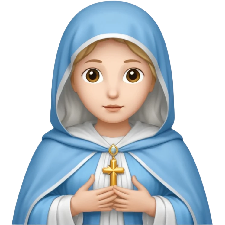 virgen maria catolica con vestido blanco y manto azul celeste de tes clara emoji