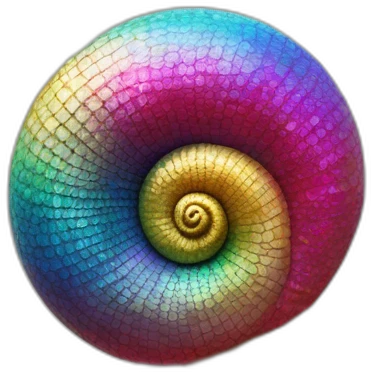 modern sculpture of a colorful sea snail on a golden glittering pedestal, zoomed-out view of the entire statue, 4K resolution emoji