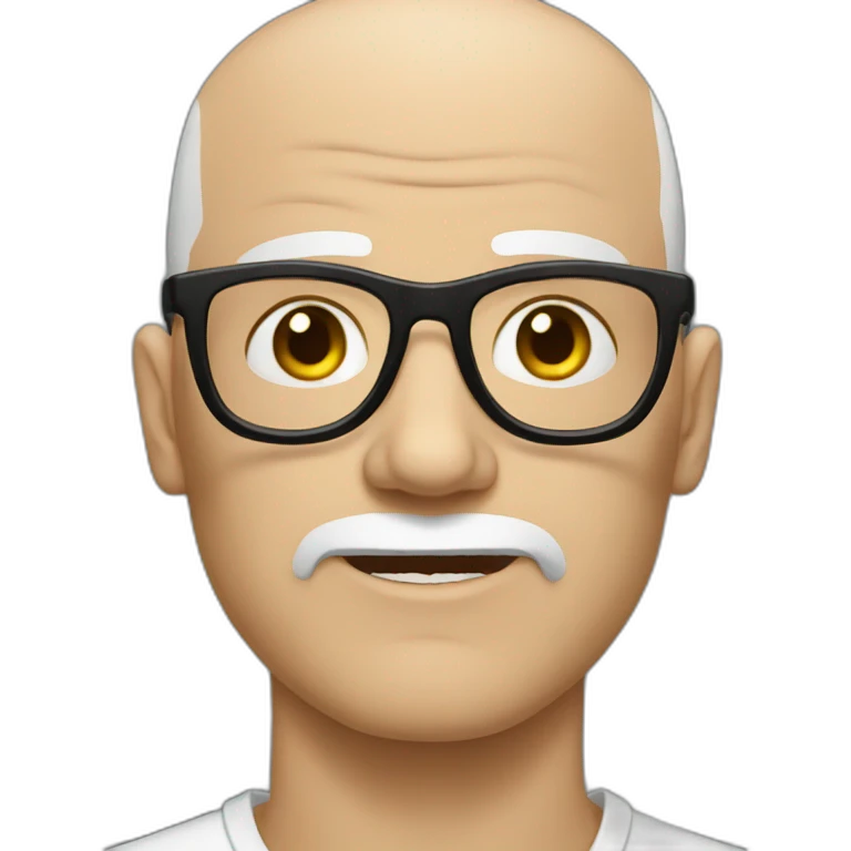 mad white bald male with thick black glasses emoji