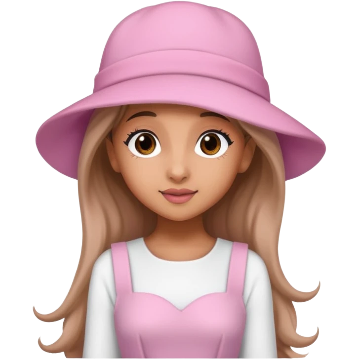 ariana grande wearing Pink Hat, white dress emoji