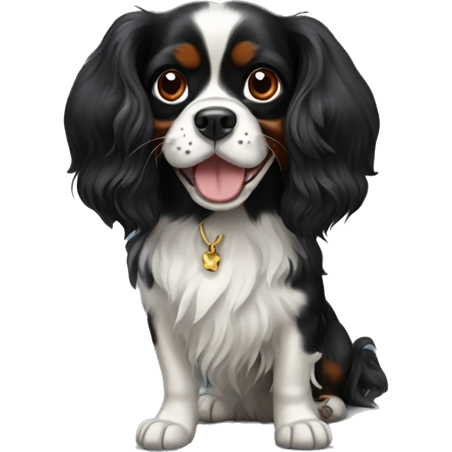 happy black king charles spaniel  emoji